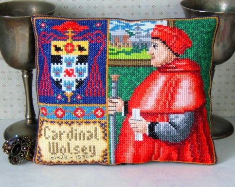 Cardinal Wolsey Cross Stitch kit for a mini cushion of Cardinal Wolsey
